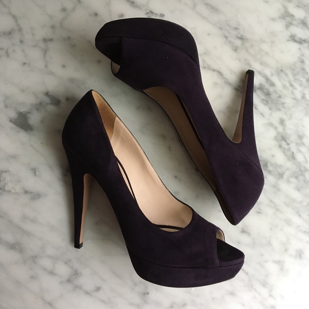 Prada Camoscio Chic Peep Toe Suede Pumps